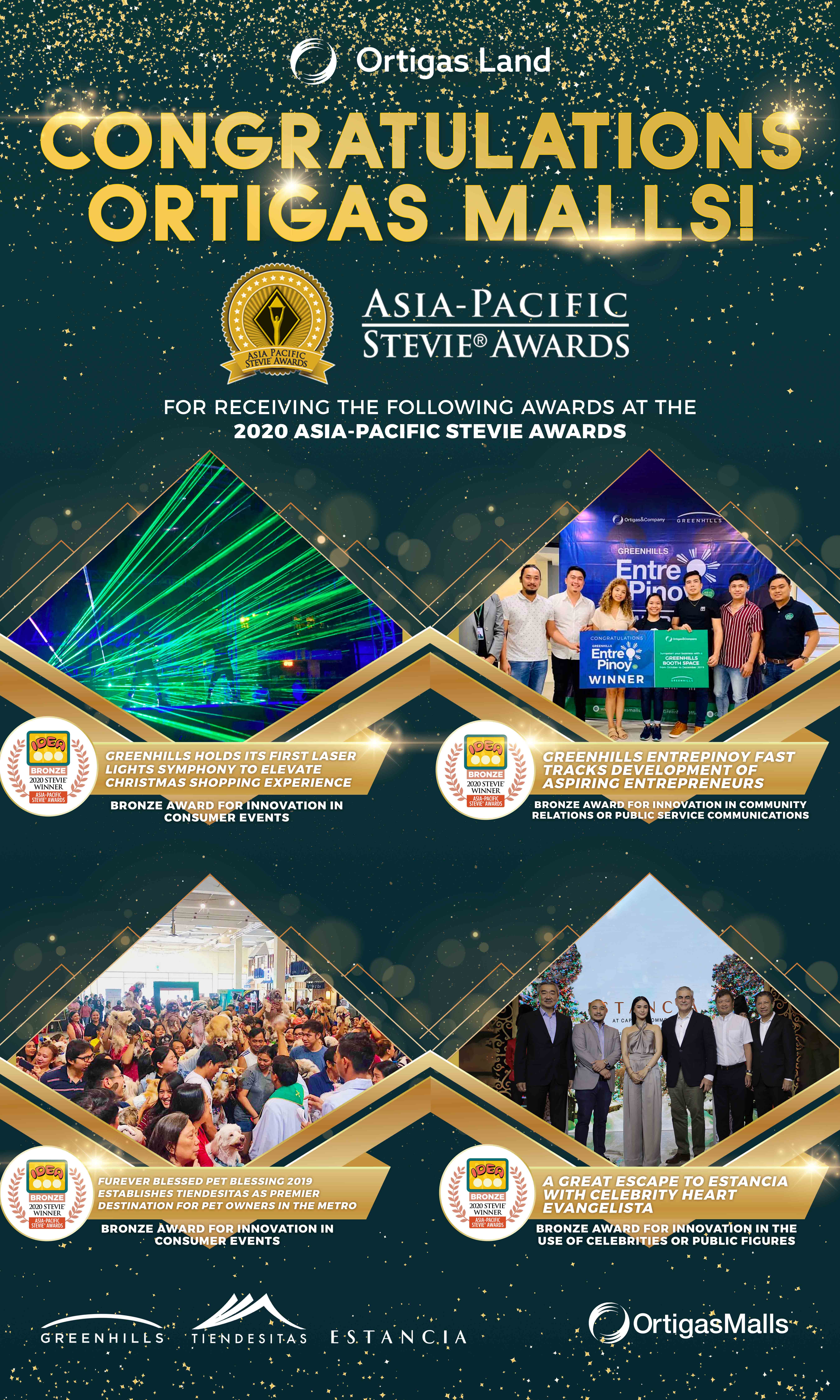 ORTIGAS MALLS BAGS FOUR BRONZE STEVIE® AWARDS IN 2020 ASIA-PACIFIC STEVIE AWARDS