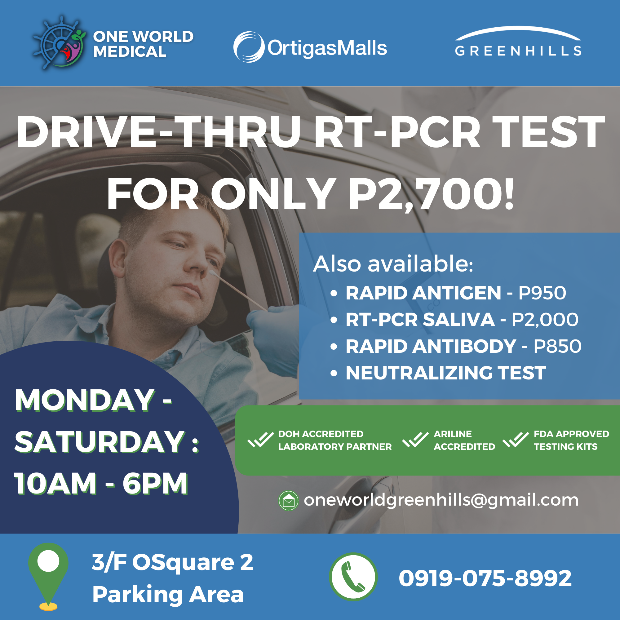 Drive-Thru RT-PCR Test at Greenhills